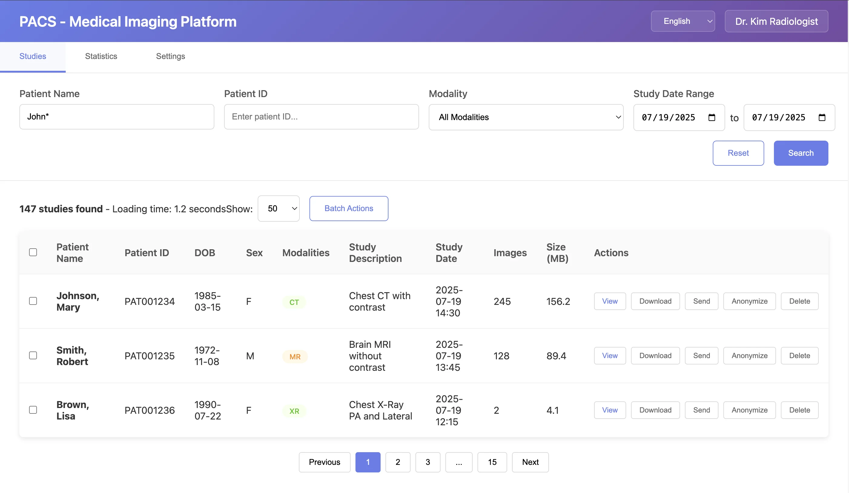 PACS Platform UI